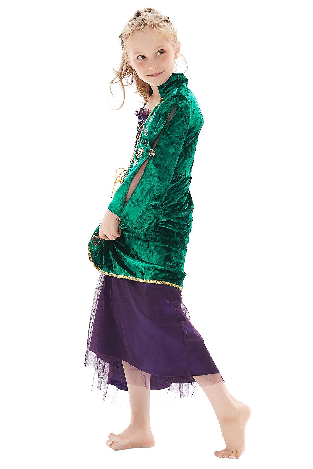 Toddler Kids Winifred Sanderson Costume Girls Halloween Cosplay Green Witch Dress,Xlarge