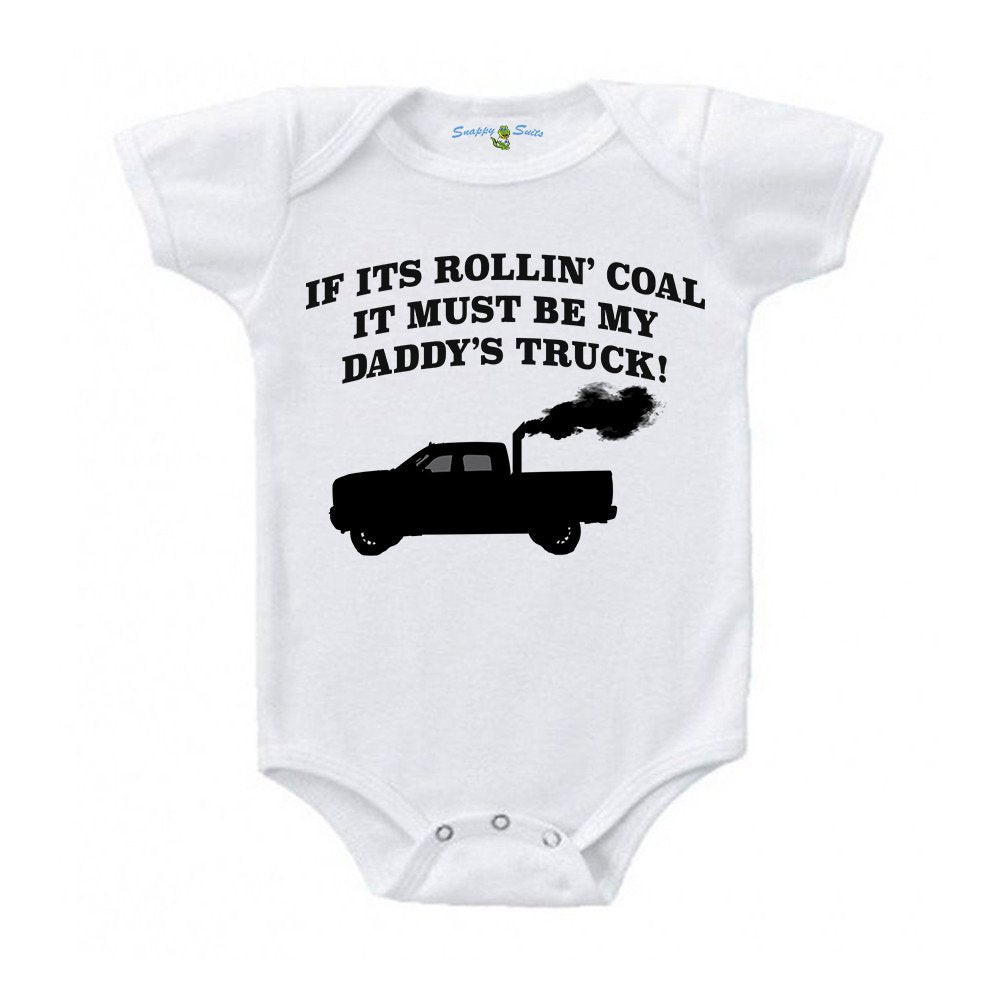 Snappy Suits My Daddy'S Rollin Coal Diesel Truck Short Sleeve Baby Creeper 1Z Infant Suit Romper (3-6 Months, Black)