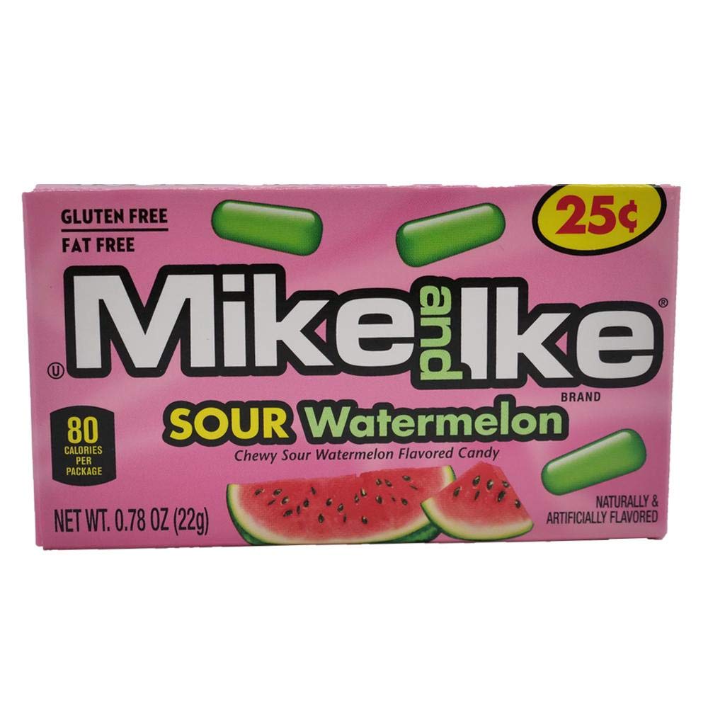 Mike And Ike Sour Watermelon Chewy Candies - Case Of 24 078-Oz Box