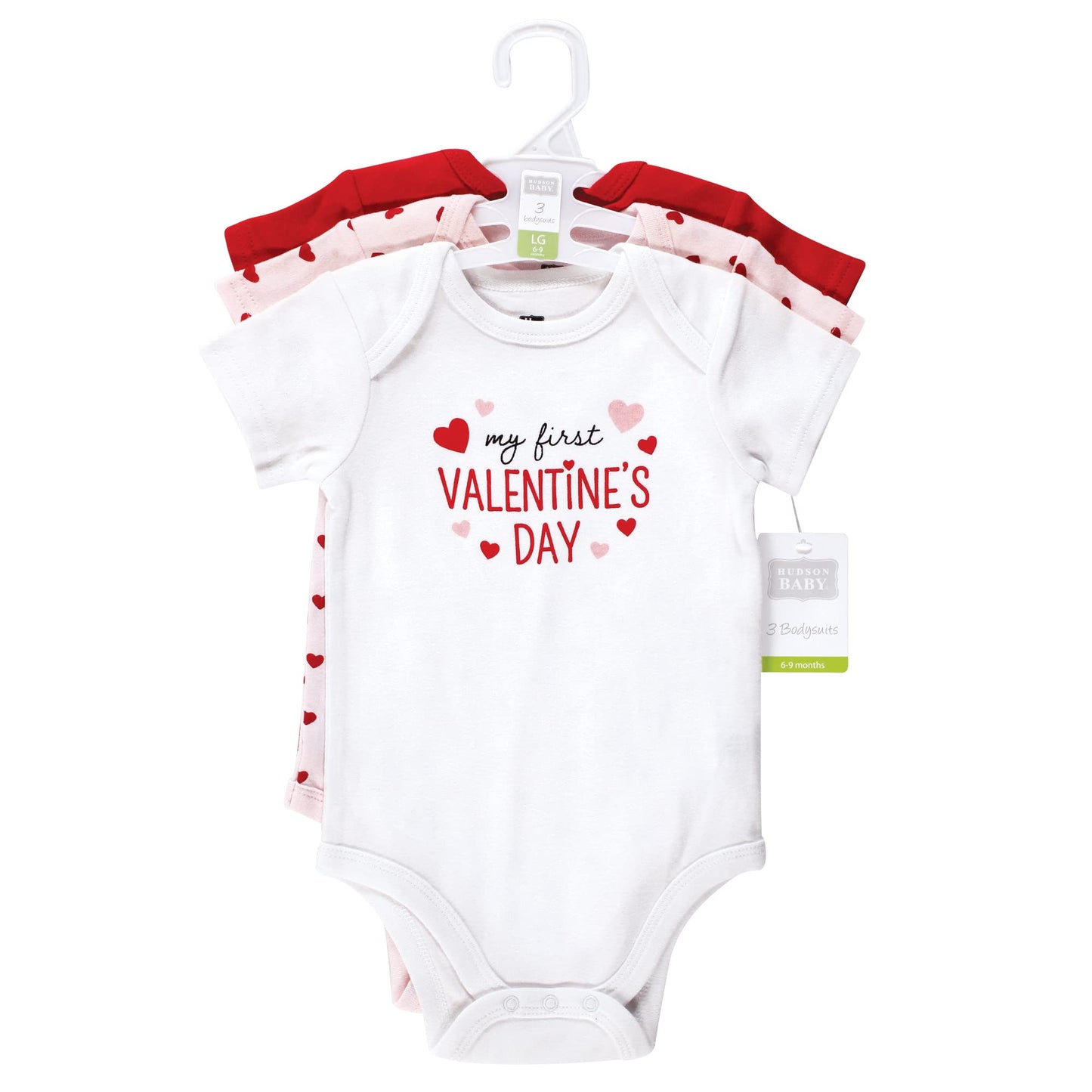 Hudson Baby Unisex Baby Cotton Bodysuits, Valentine Sweetheart, 9-12 Months