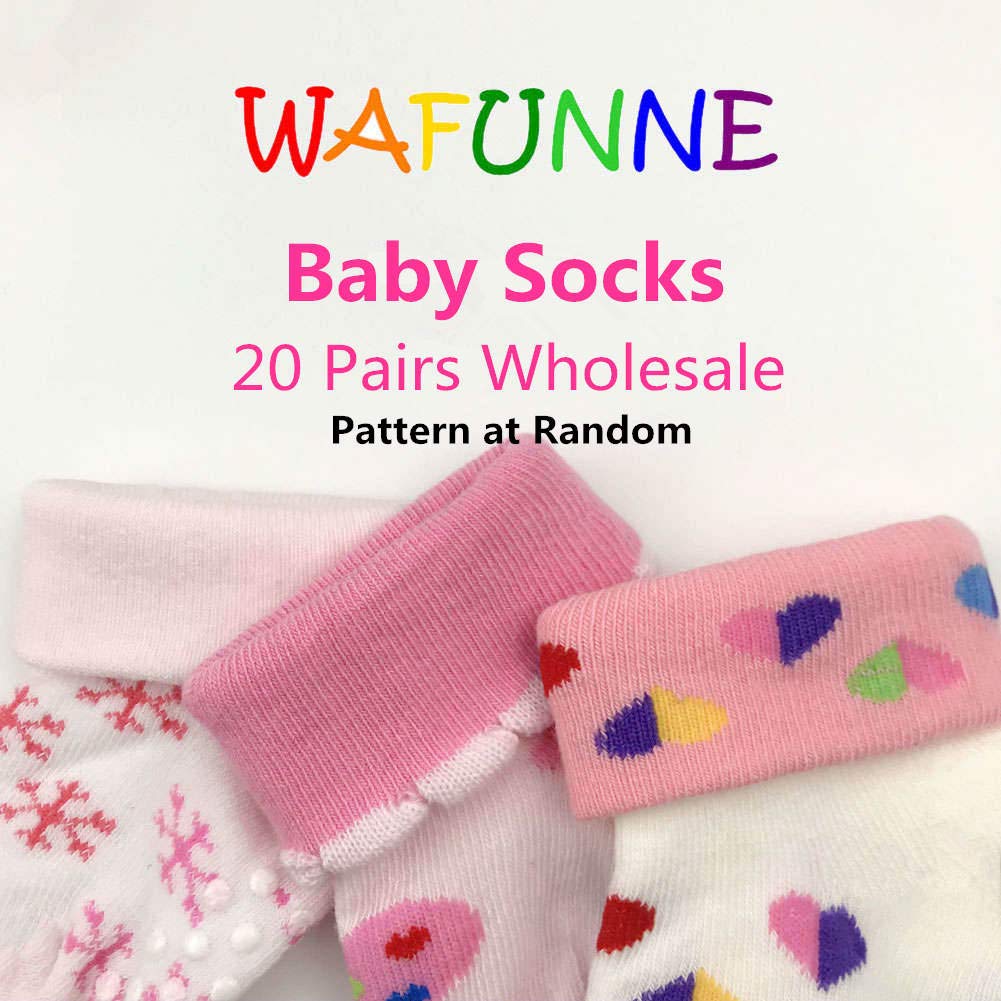 Wafunne Baby Girls Socks Wholesale 20 Pairs Baby Socks Cotton Girl 1-3 T