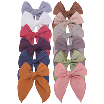 Linen Fable Bow Hair Clips Baby Girls Women Large Sailor Hair Bows Barrettes Accessories Hair Grips