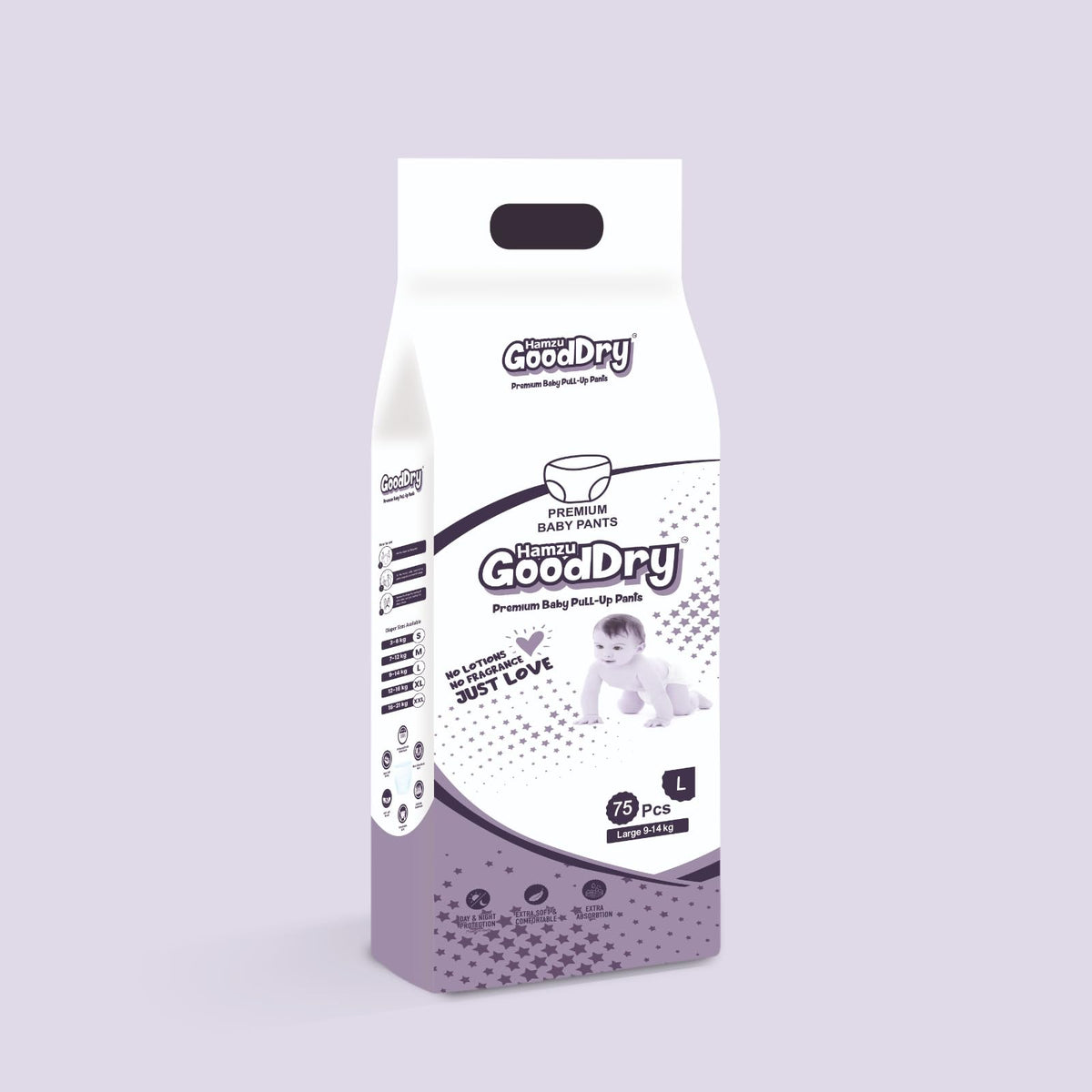 Hamzu Good Dry Baby Pant Diaper Extra Soft Large Size 75 Piece (914 Kg) Pack Of 1
