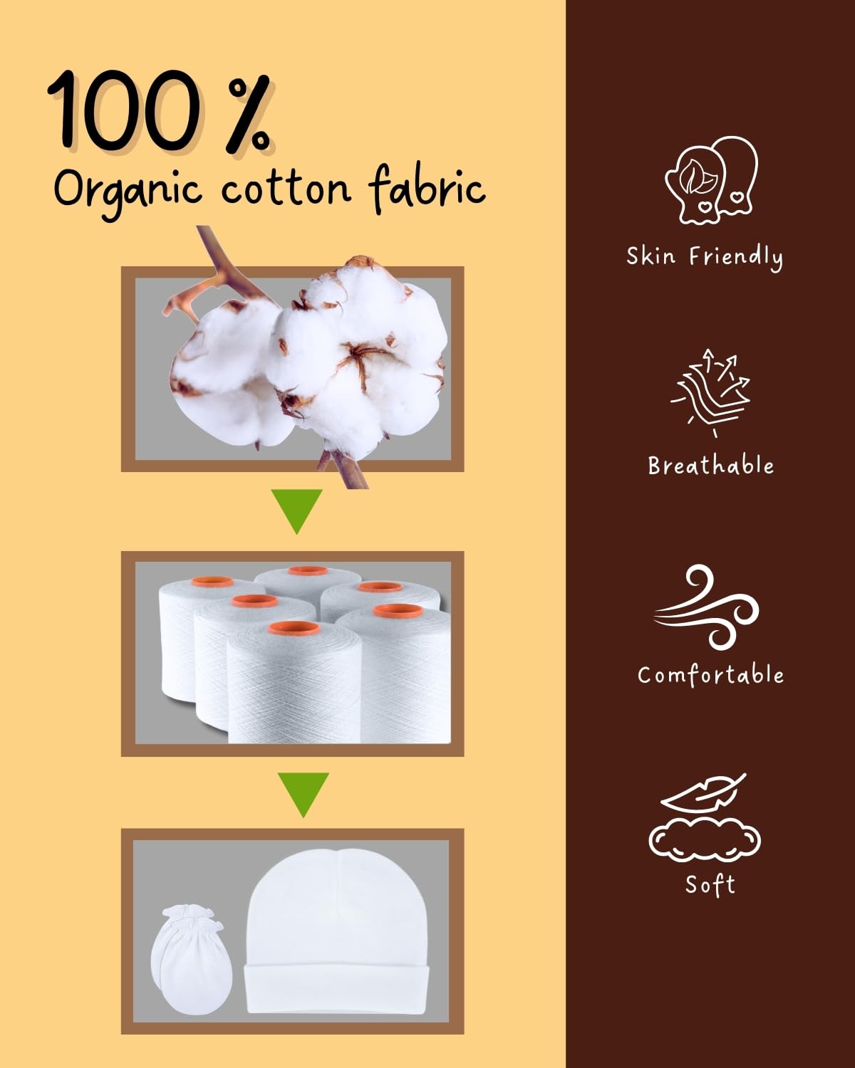 Rative Newborn Baby Mittens And Caps Set Cotton Gloves No Scratch Mittens For 0-6 Months Boys Girls (6White(Mittens+Caps))