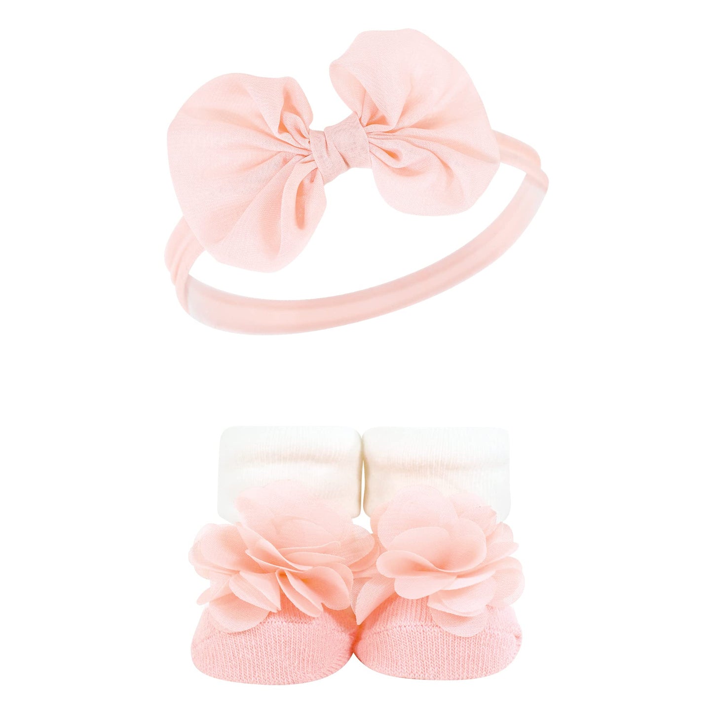 Hudson Baby Infant Girl Headband And Socks Giftset, Coral Gold 8-Piece, One Size