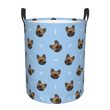 Pevtufa French Bulldog Face Foldable Laundry Basket Organizer,Fabric Clothes Toy Storage Basket Nursery Hamper Storage Bin For H