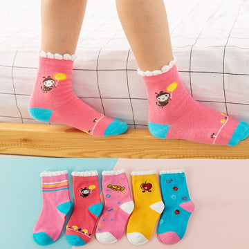 Zumou Toddler Kids Little Girls Cute Cotton Crew Socks 10 Pack (S (1-2T) / Toddler, Cute)