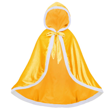 Century Star Girl Fur Princess Cape With Hood Girls Cloak For Little Girls Christmas Yellow 5-7 Years