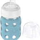 Lifefactory 8-Ounce Wide Neck Glass Baby Bottle With Protective Silicone Sleeve And Sippy Spout, Denim (Lg2251Wde4)