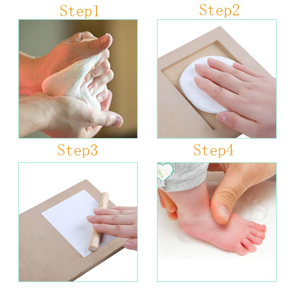 Nuaele Baby Hand And Footprint Kit, Baby Girl Gifts, Baby Boy Gifts, Wall Mount & Desktop Mount Decor Shower Picture Frames Gift