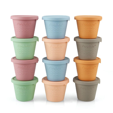Pandaear 12 Pack Silicone Baby Food Storage Containers, 4 Oz Reusable Small Snack Containers Freezer Storage With Airtight Lids