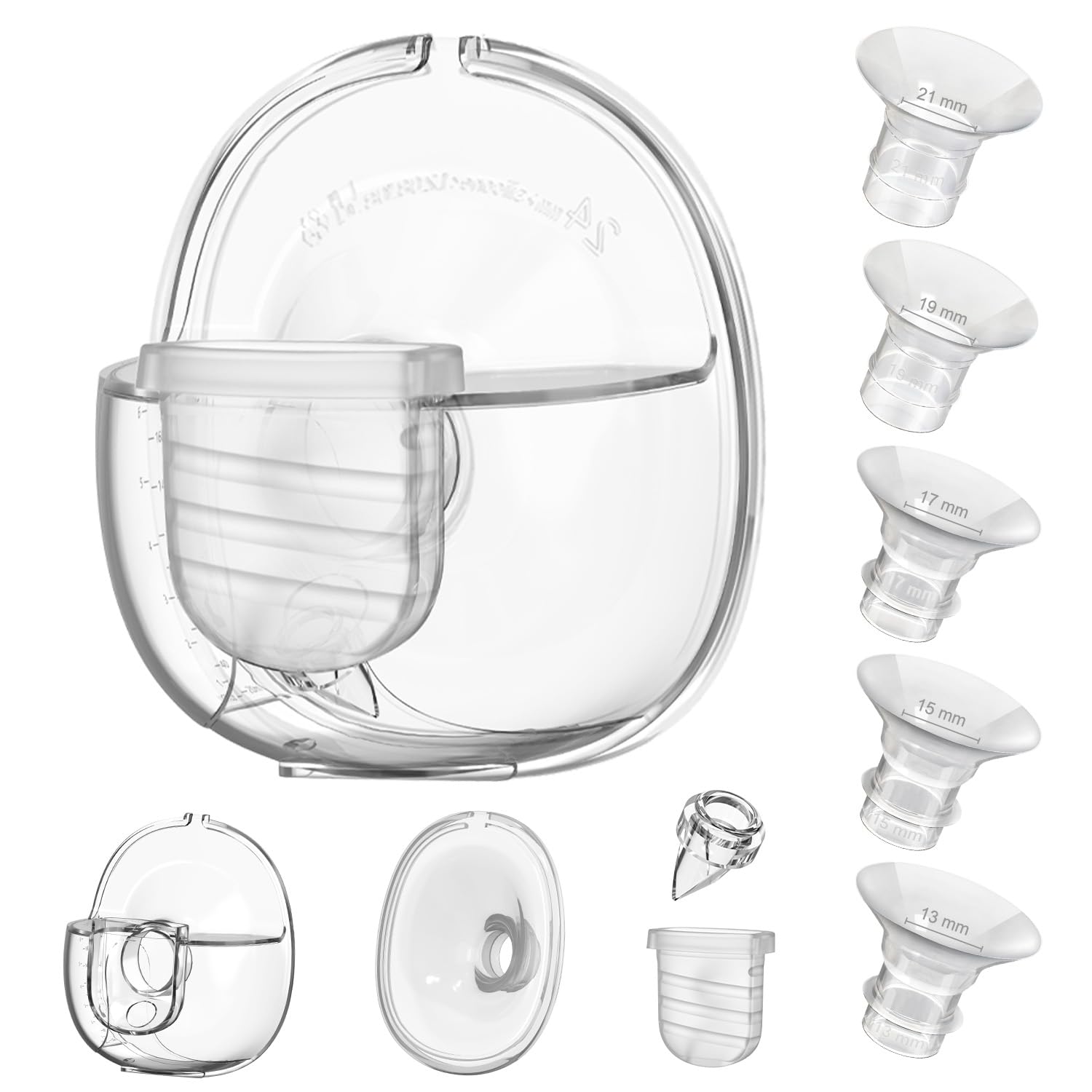Wearable Breast Pump Parts Flange 24mm, Duckbill Valve, Silicone Diaphragm, Milk Collector Cup Compatible with Lansinoh Discreet