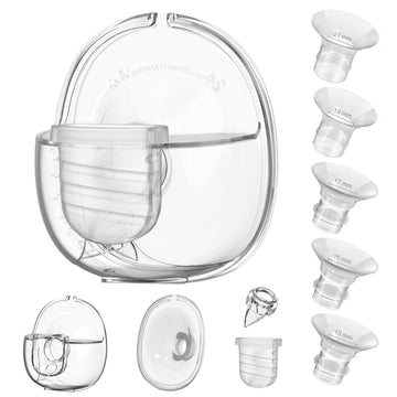 Wearable Breast Pump Parts Flange 24mm, Duckbill Valve, Silicone Diaphragm, Milk Collector Cup Compatible with Lansinoh Discreet