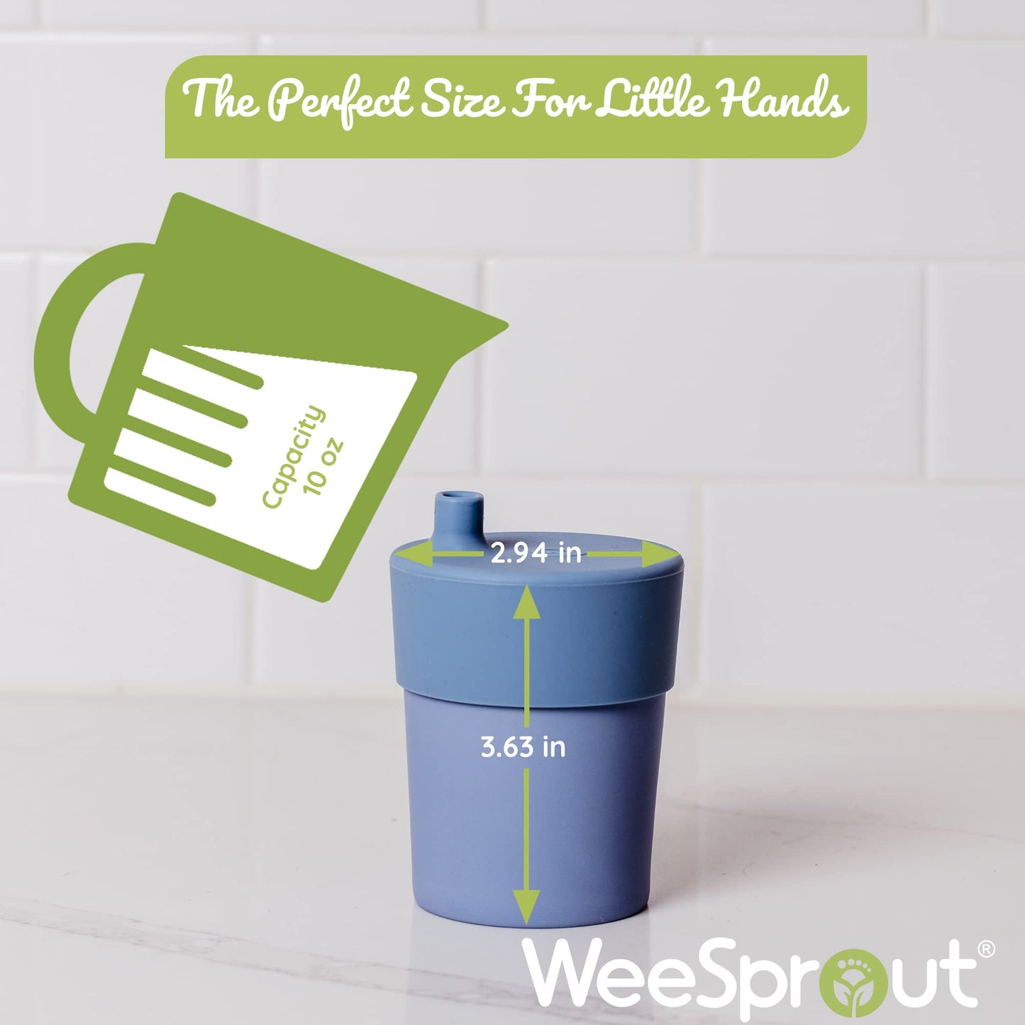 WeeSprout Bamboo Grow-With-Me Sippy Cups with Lids, 10 oz Set of Four, Babies Kids & Toddlers, Made With Bamboo & 100% Silicone,
