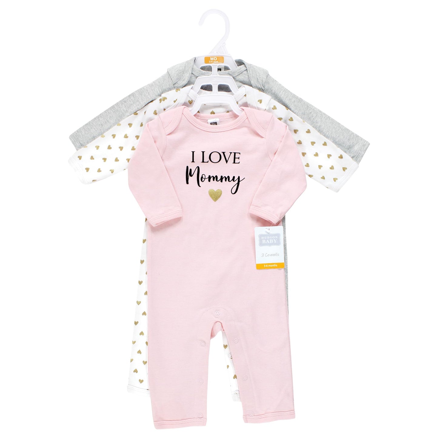 Hudson Baby Unisex Baby Cotton Coveralls, Girl-Mommy, 6-9 Months