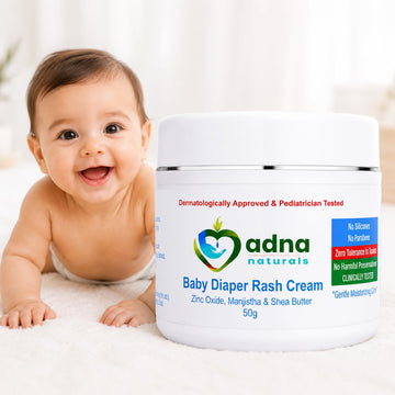 Adna Naturals Baby Diaper Rash Cream With Manjistha, Shea Butter & Zinc Oxide | Soothes Rashes, Redness, Insect/Mosquito Bites |