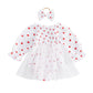 Baby Girl Valentines Day Dress Heart Puff Sleeve Cotton Linen Tulle Romper Dresses Newborn Valentines Outfit (White, 0-3 Months)