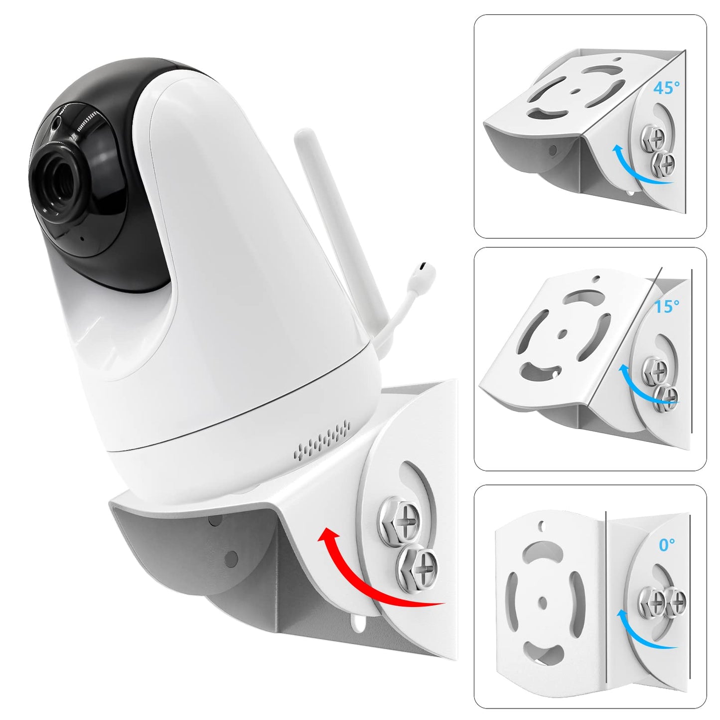 2 Pack-Adjustable Angle Wall Mount For Baby Monitor For Motorola, Vava, Arlo, Hellobaby, Babysense Monitor, Easy Installation -