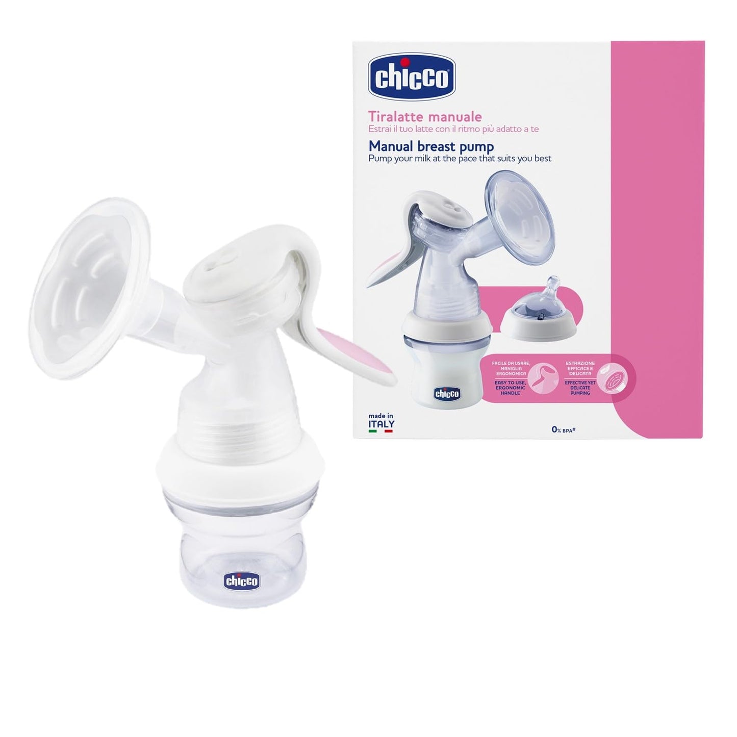 Chicco Natural Feeling Manual Breast Pump For Breastfeeding Mothers| With 2 Phase Technology| Comes With Teat & Storage Cap| Ext