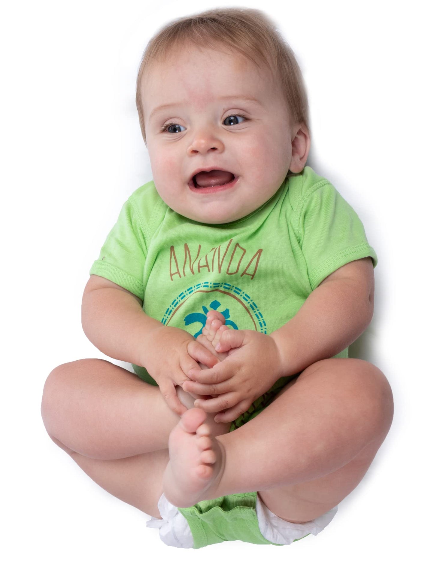 Ann Arbor T-Shirt Co. Ananda Balasana (Happy Baby) | Funny Yoga Pose Mom Dad Parent Infant One Piece-(1Piece, 6M)