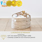 Bebe Bask Baby Diaper Caddy Organizer - Handmade Organic Seagrass - Luxury Diaper Caddy Basket - Cute Diaper Caddy For Baby Girl