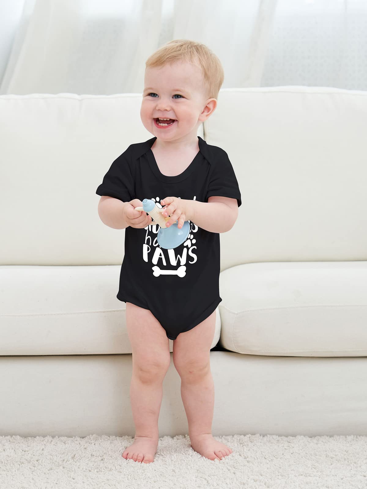 Funnycokid Funny Infant Baby Romper My Siblings Have Paws Onsies Shower Bodysuit Black 0-3 Month