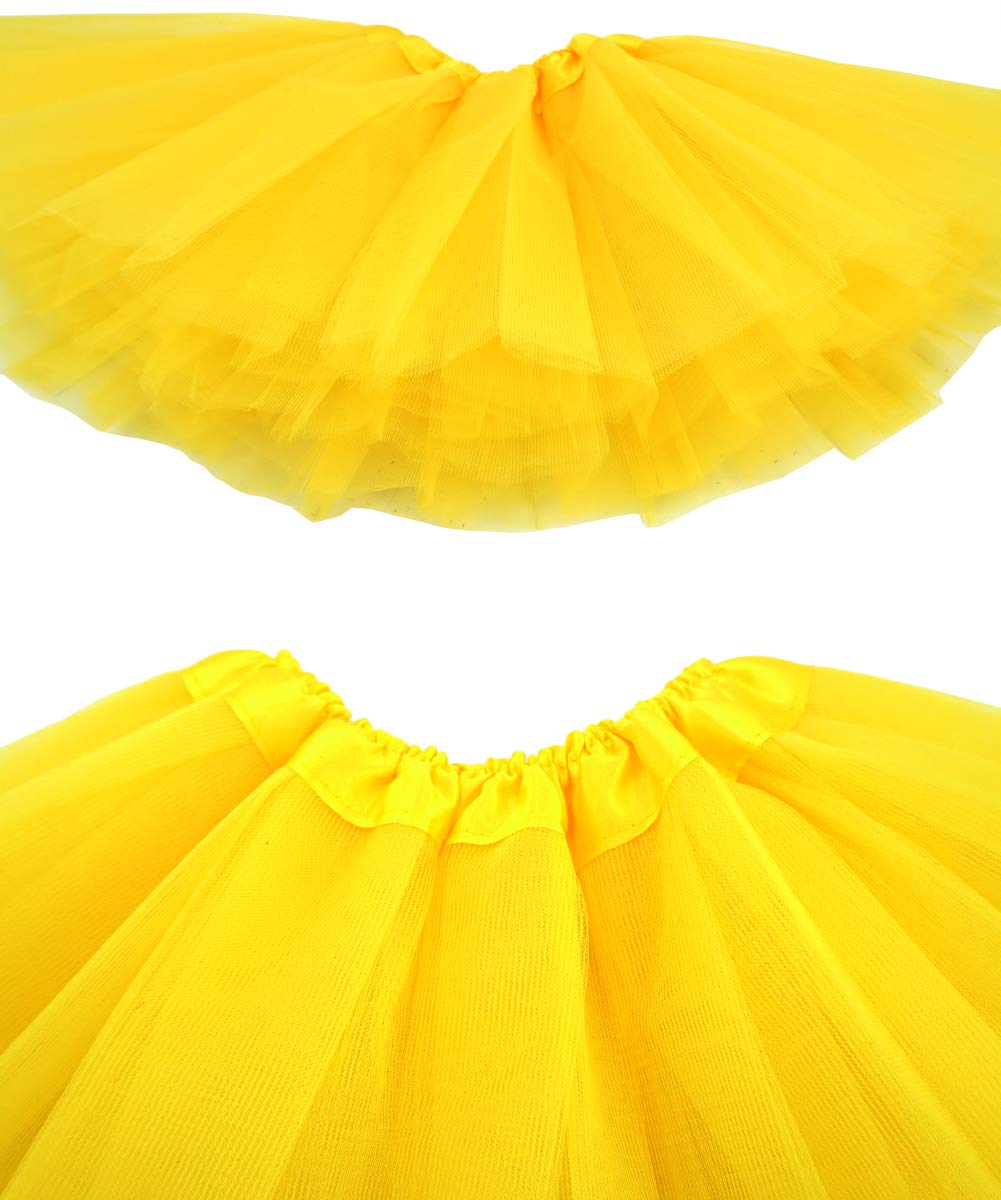 Bgfks 5 Layered Toddlers Tulle Tutu Skirt For Girls With Headband For Baby Girl 0 To 36 Months (Yellow, S,0-6 Months)