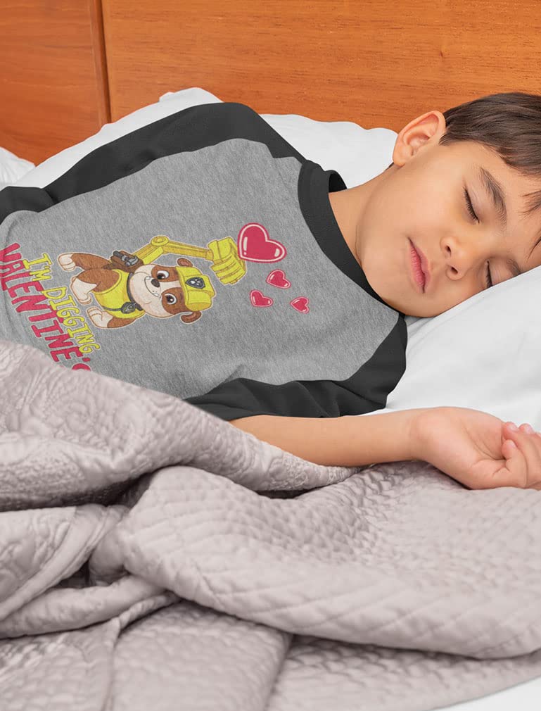 Paw Patrol Girls Boys Valentines Day Shirt Mighty Pups Valentine'S Toddler Kids Raglan 3/4 Sleeve T-Shirt 2T Dark Gray