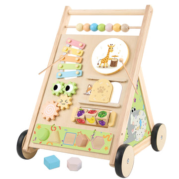 Wooden Baby Walker with Wheels Push Walker for Babies 6-12 Months Toddlers Montessori Walking Toys for 1 Year Old Learning to Wa