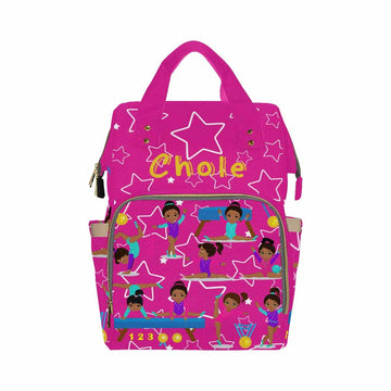 Artsadd Custom Diaper Bag With Thermal Pockets, Gymnast Star Travel Shoulder Bag Baby Backpack Customized Laptop Backpack With N