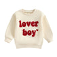 Ktwharnu Infant Toddler Baby Boy Valentines Day Outfit Heart Embroidery Sweatshirt Crewneck Long Sleeve Shirts Top Pullovers (A-
