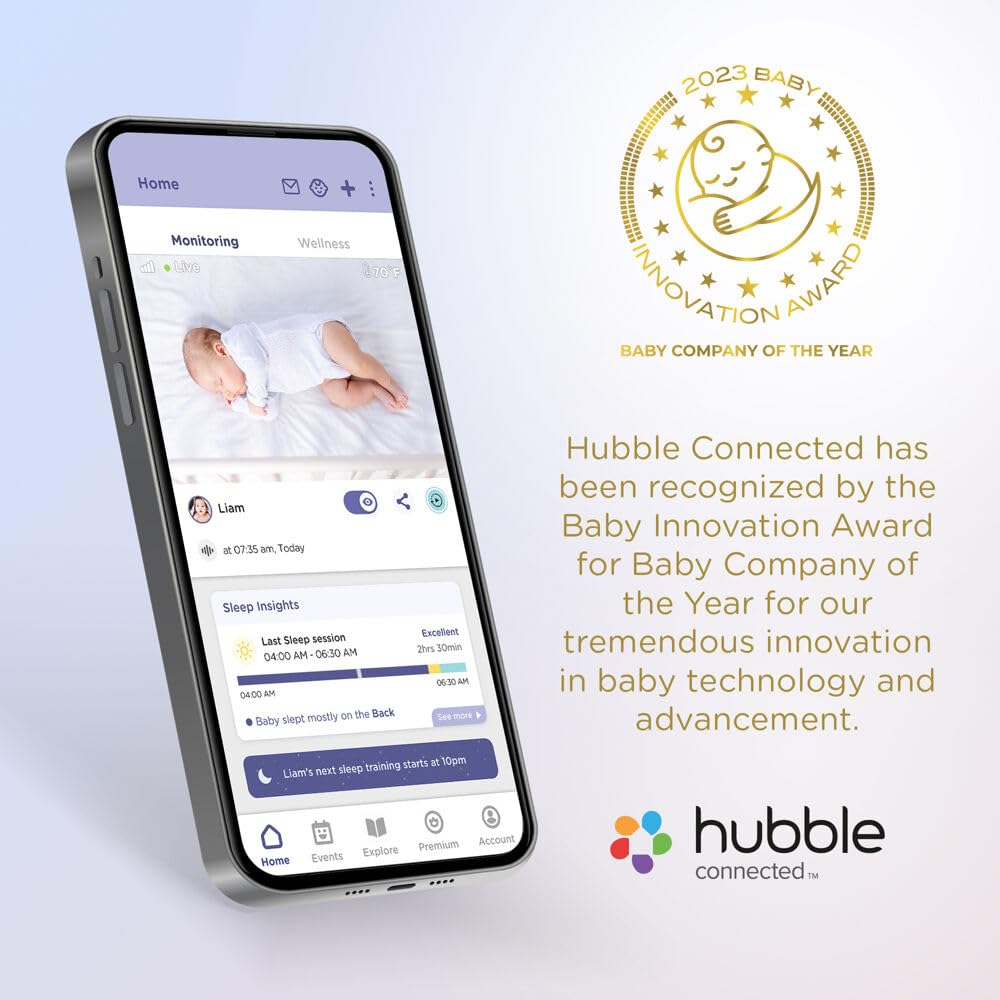 Hubble Connected Nursery Pal Cloud Touch Twin Smart Wifi Enabled Baby Monitor With 2 Cameras, 5 Inch Hd Color Touchscreen Parent