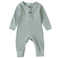 Kuriozud Newborn Infant Unisex Baby Boy Girl Button Solid Romper Bodysuit One Piece Jumpsuit Outfits Clothes (Long Sleeve One Pi