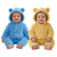 Baby Winter Fleece Romper, Hooded Bear Ears Design, Mint Green, FullZip Jumpsuit (2, Blue&Yellow, 0309month)