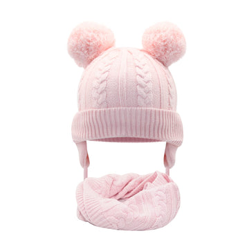 Duoyeree Toddler Winter Hat With Earflap Scarf Hood Thick Warm Kids Skull Cap For Baby Girls Boys