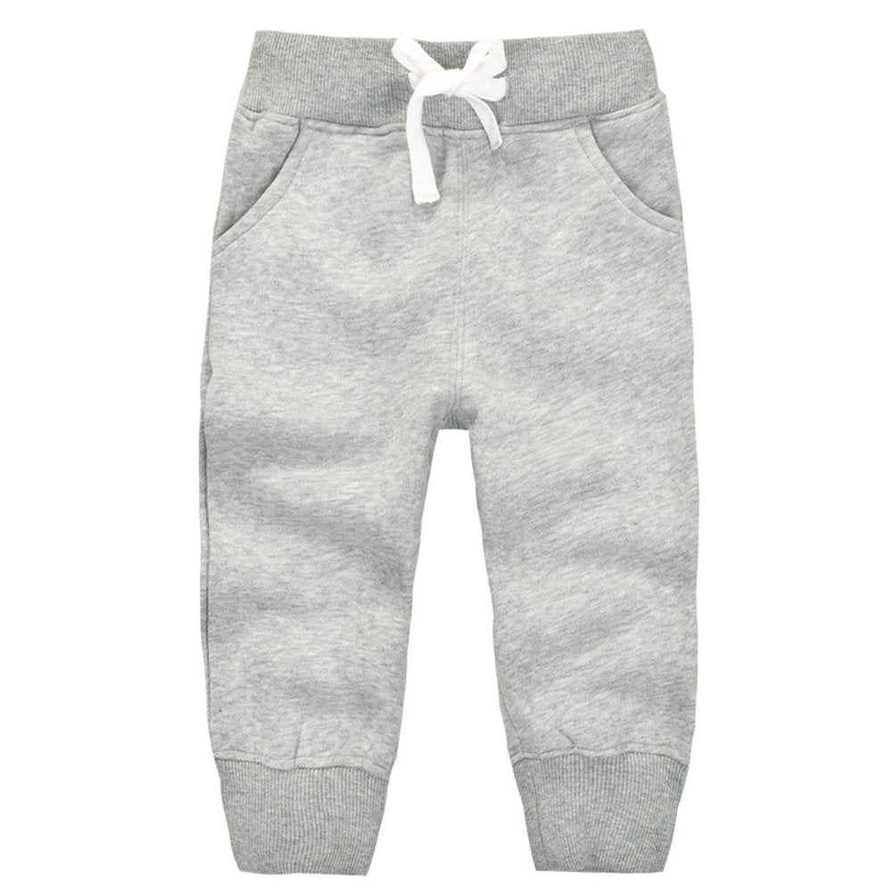 CuteOn Unisex Toddler Jogger Pants Kids Cotton Elastic Waist Winter Baby Sweatpants Pants 4Years Grey