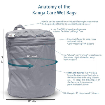 Kanga Care Wet Bag Seam Sealed Waterproof 3D Dimensional For Baby Cloth Diapers, Travel, Beach, Pool, Gym, Swim | I Love Rar