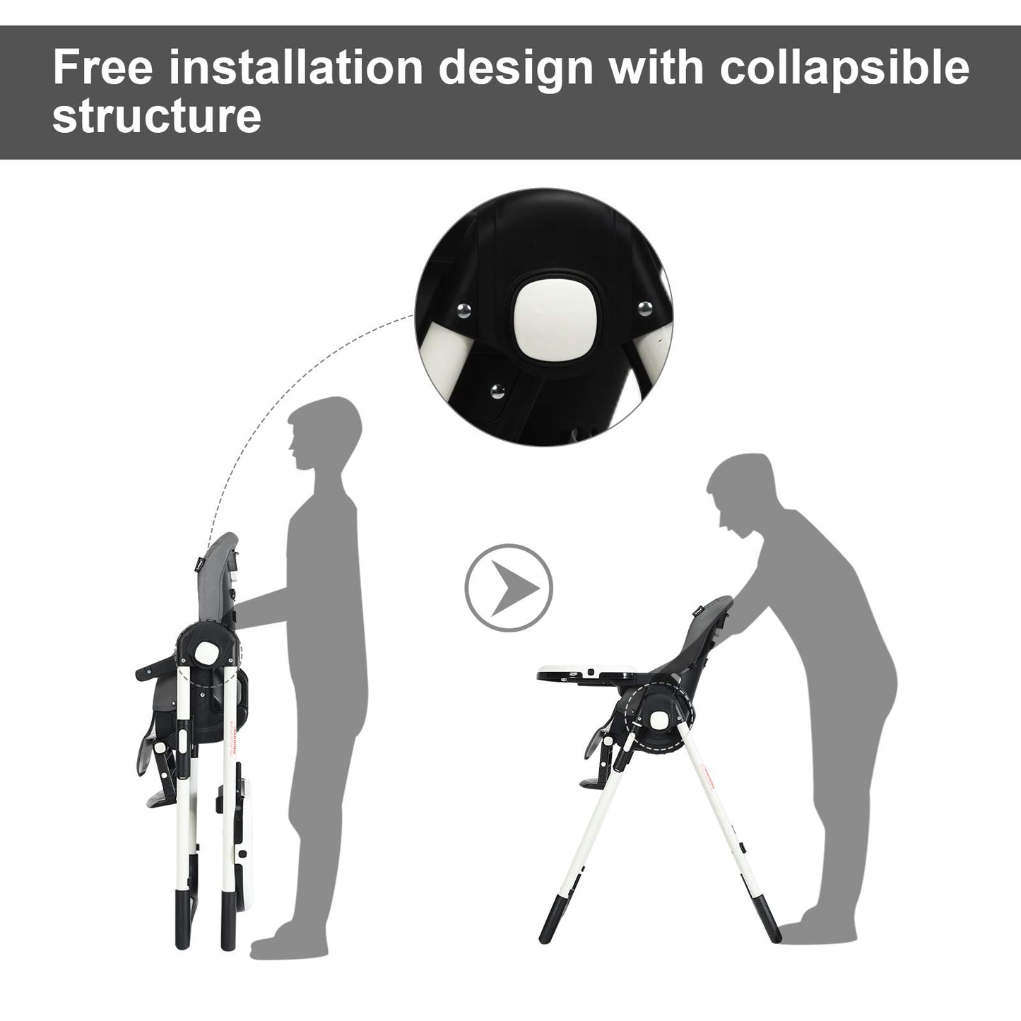 Infans High Chair For Babies & Toddlers, Foldable Highchair With Multiple Adjustable Backrest, Footrest And Seat Height, Removab