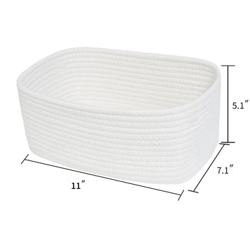 Abenkle Small White Basket, Soft Woven Baskets For Baby Dog And Cat Toys Organizer, Decorative Shelves Closet Organizing Easter
