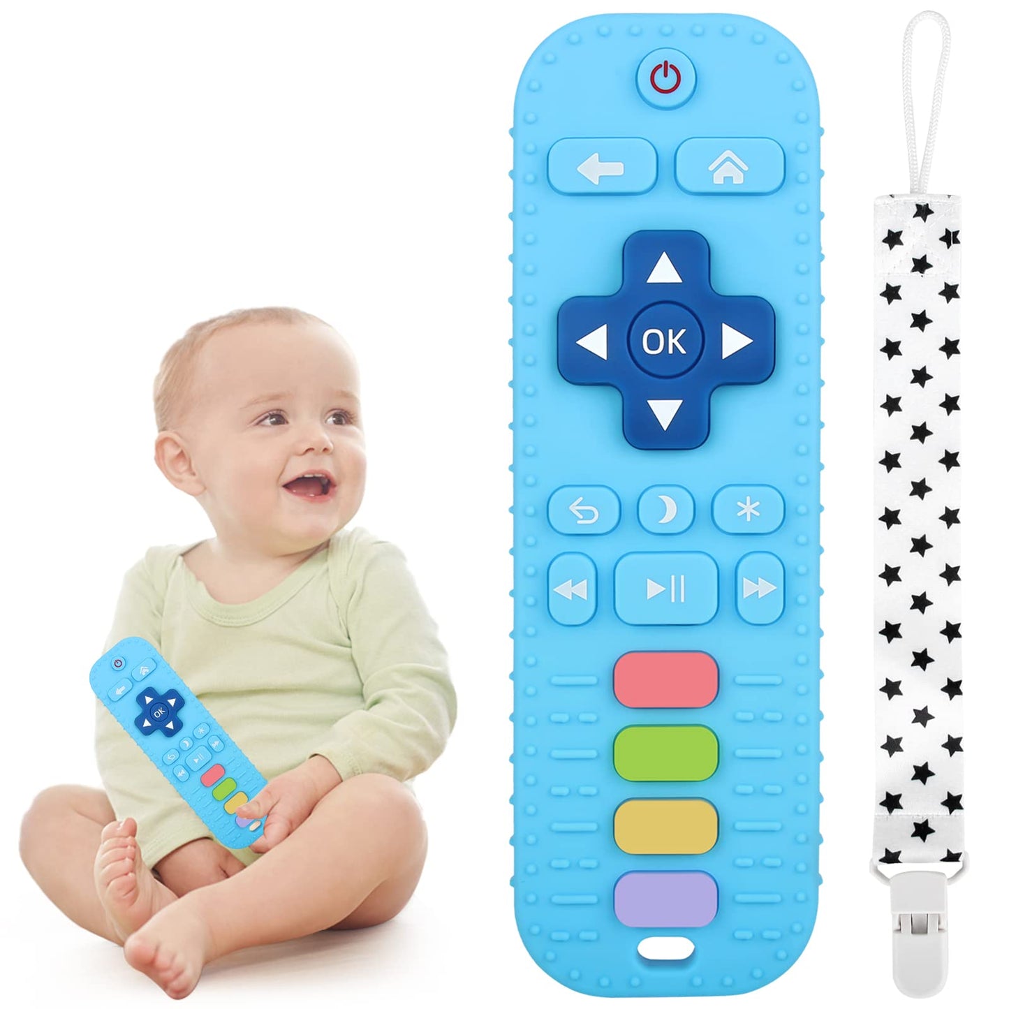 Chuya Remote Teethers Silicone Baby Teething Toys, TV Remote Teether for 3-6-12-18 Months Babies Infant Toddlers Teething Relief