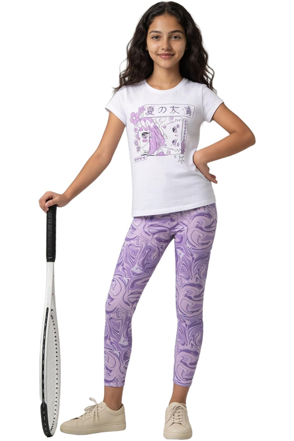 Pantaloons Junior Girls Leggings_SS26KD1JBKN00017R50A67_Orchid Bouquet_15_16 Y