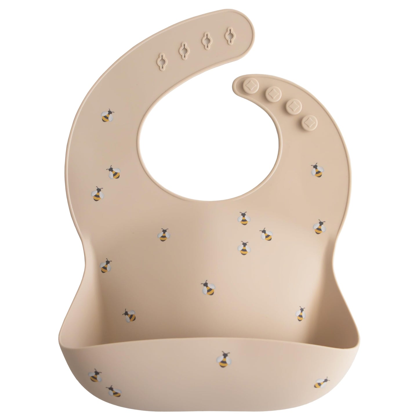 Mushie Silicone Baby Bib | Adjustable Fit Waterproof Bibs (Bees)