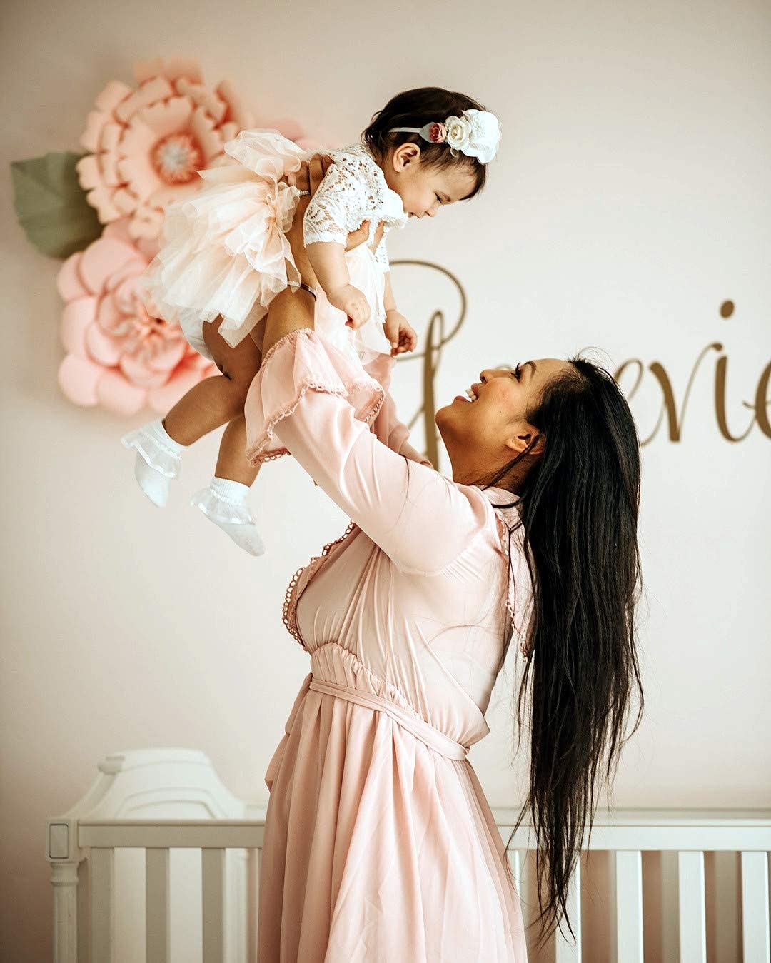 2Bunnies Girl Peony Lace Back A-Line Tiered Tutu Tulle Flower Girl Dress (Pink 3/4 Sleeve Short, 2T)