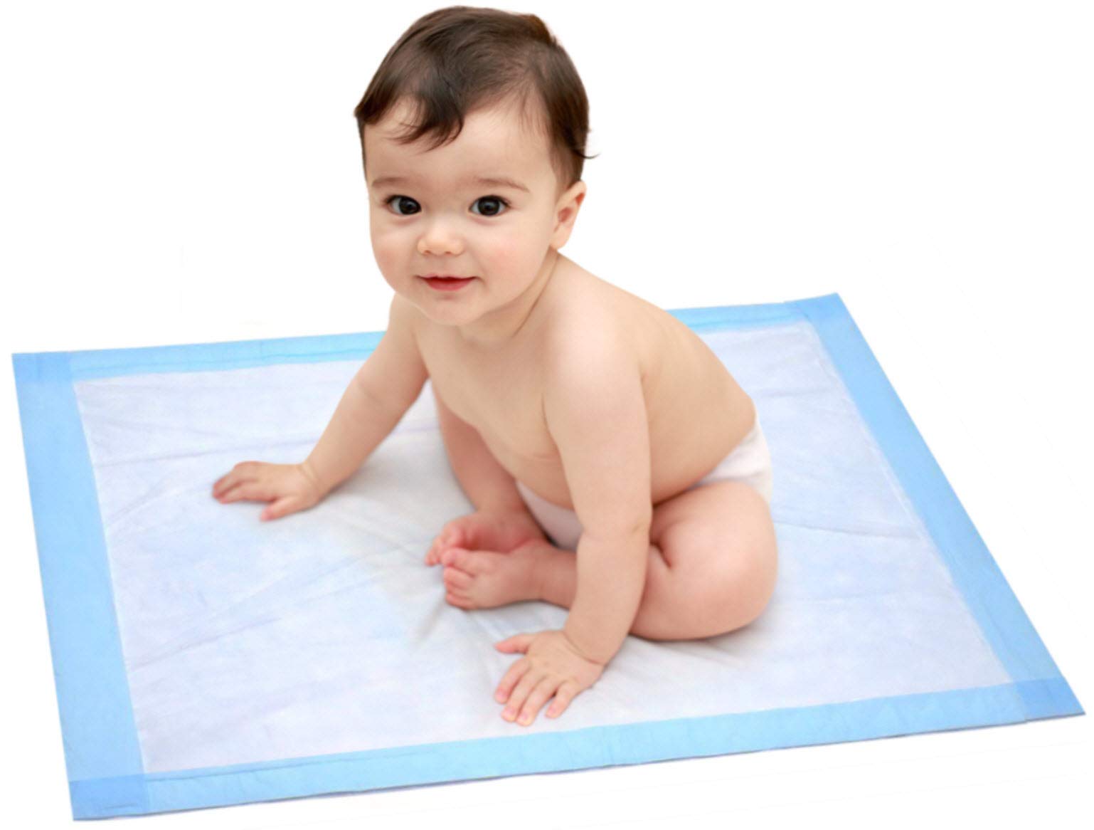 Disposable Baby Changing Pad Liner - 25 Count (24 X 17 Inch) - Soft Disposable Blue Hospital Underpad - Waterproof And Absorbent