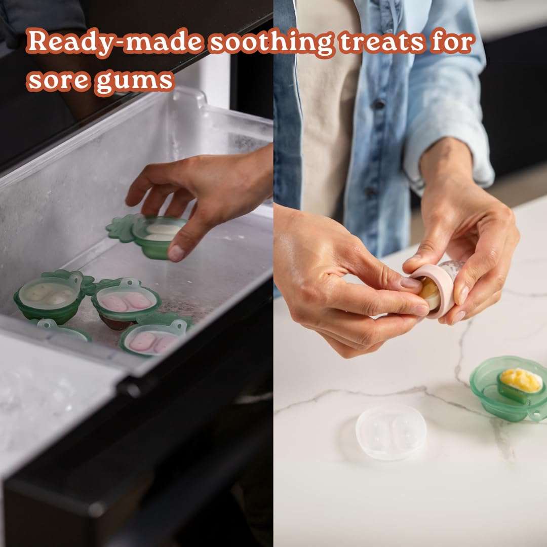 Haakaa Freeze-N-Feed Mini Combo - Baby Feeder - Silicone Nibble Tray - Breastmilk Popsicle Mold - Ideal For Self-Feeding & Teeth