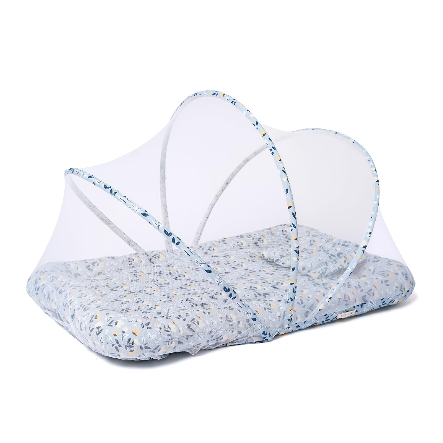 Tidy Sleep Mattress With Mosquito Net, Mosquito Protection Mattress, Size: 90Cm X 65Cm X 10Cm Green Flower