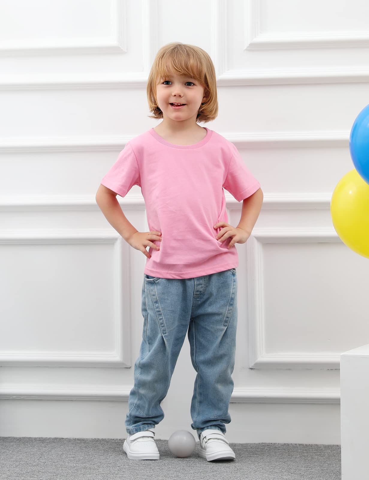 Cosland Toddler Plain Tshirts Baby Boy Shirt, Pink, 3T