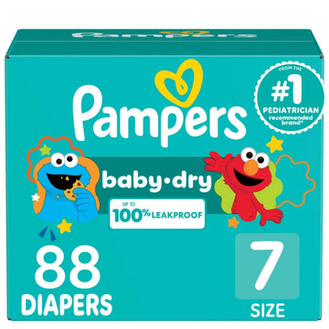 Pampers Diapers - Baby Dry - Size 7, 88 Count, Absorbent Disposable Infant Diaper (Packaging May Vary)