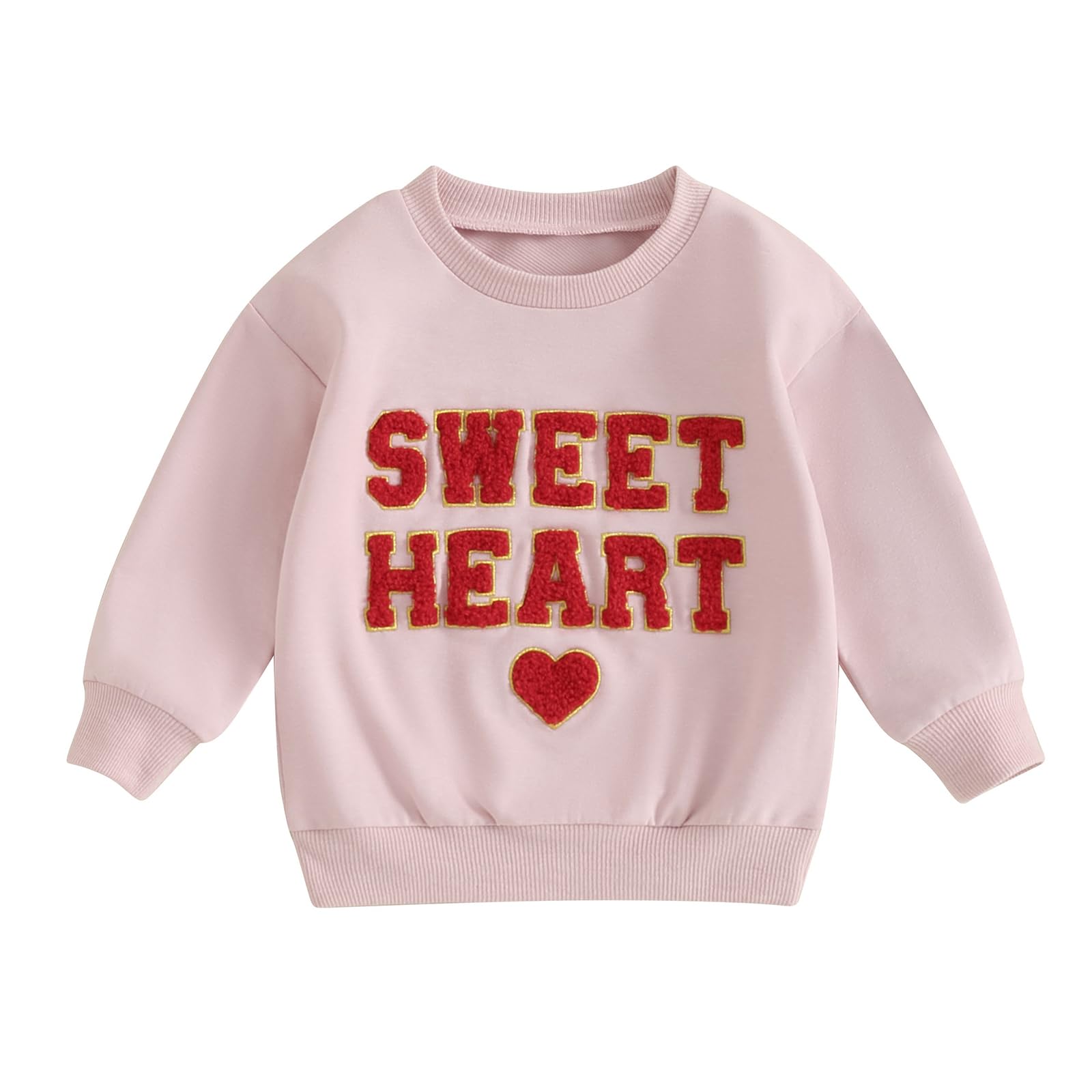 Lucikamy Toddler Baby Girl Boy Valentines Day Outfit Long Sleeve Letter Print Sweatshirt Shirt Infant Spring Clothes (Pink, 3-4