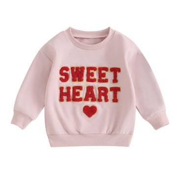 Jlkgicf Toddler Valentines Day Clothes Girl Boy Sweet Heart Letter Print Sweatshirt Pullover Shirt Baby Valentines Outfits(Sweet